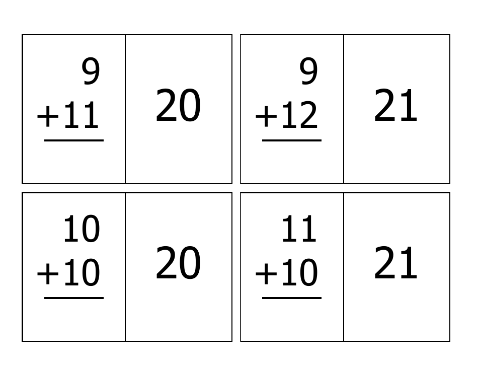 Addition Flash Cards - 0-12, Page 22