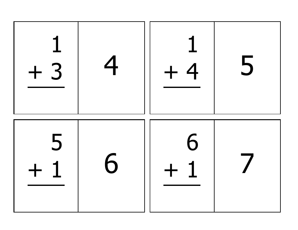 Addition Flash Cards - 0-12, Page 5