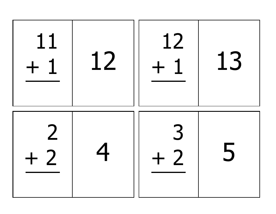 Addition Flash Cards - 0-12, Page 7