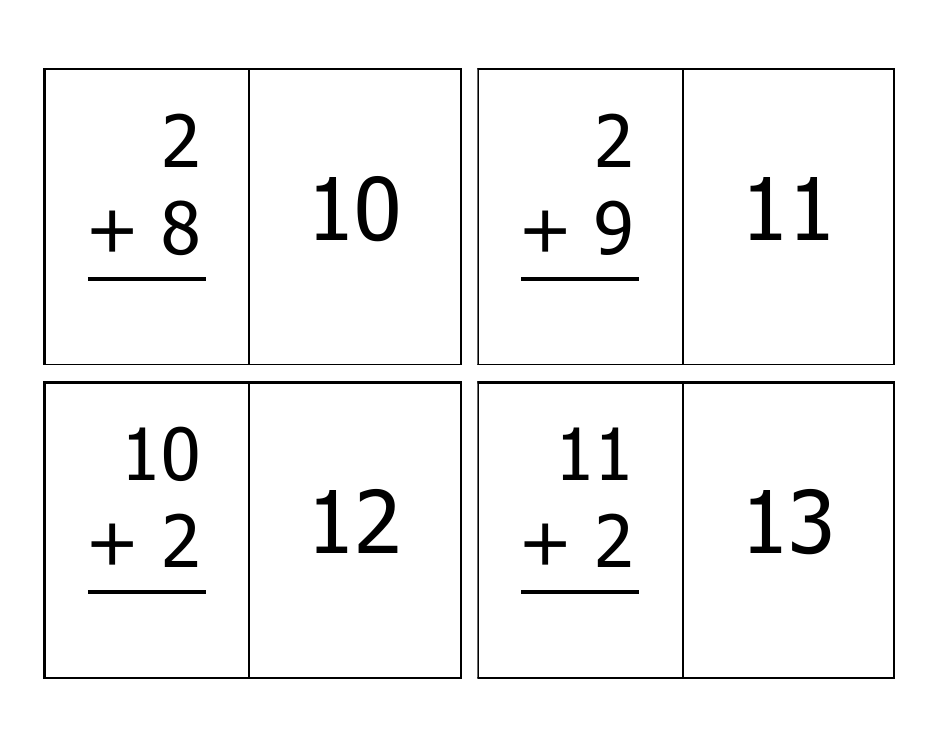 Addition Flash Cards - 0-12, Page 9