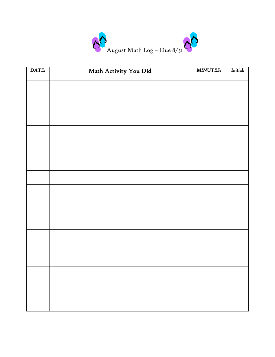 Summer Math Log Templates, Page 3