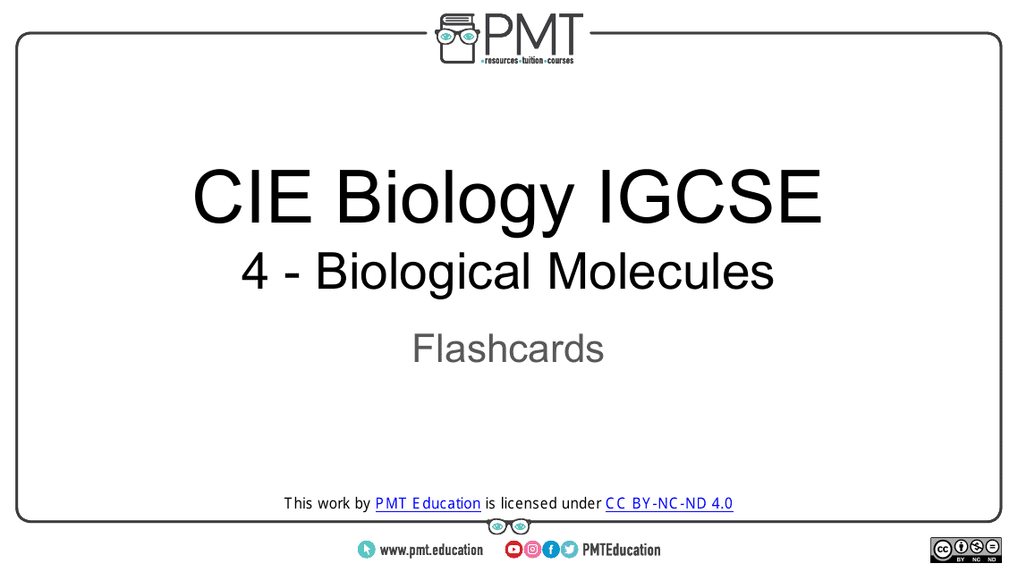 Cie Biology Igcse Flashcards - Biological Molecules