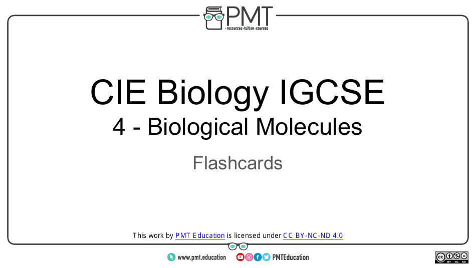 Cie Biology Igcse Flashcards - Biological Molecules, Page 1