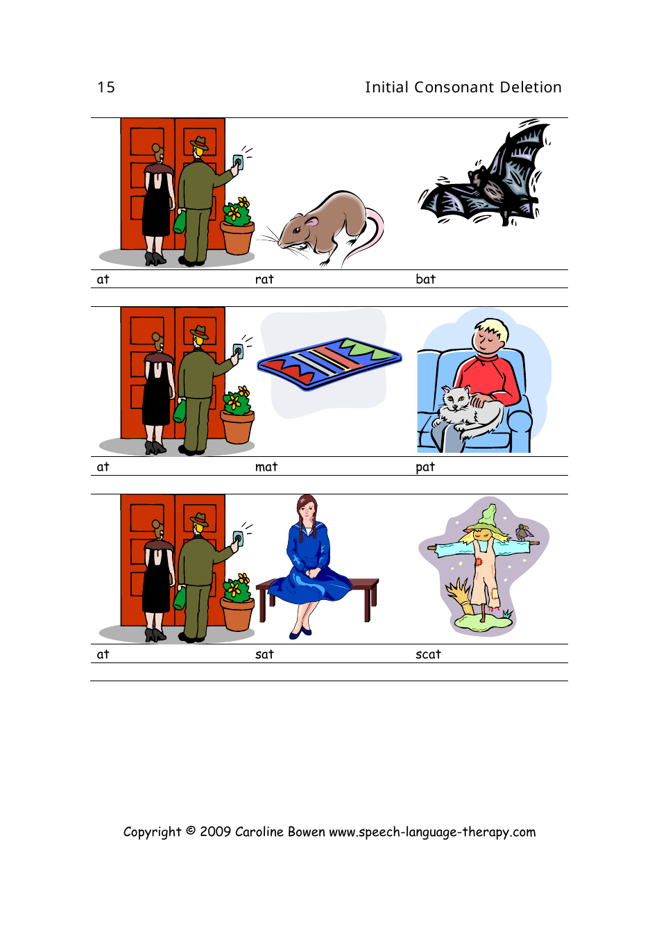 Speech  Language Flash Cards - Initial Consonant Deletion, Page 15