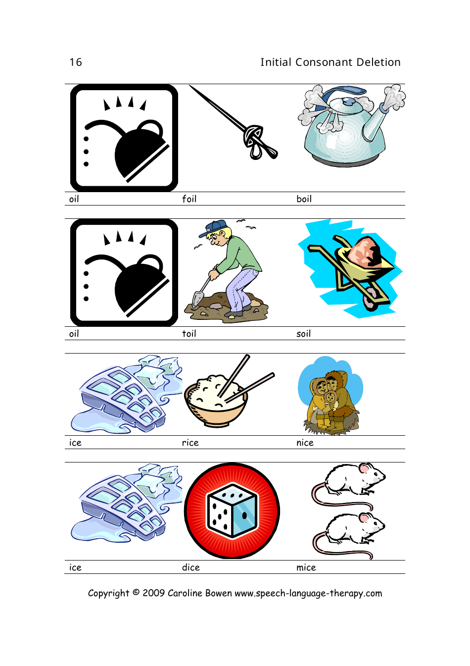 Speech  Language Flash Cards - Initial Consonant Deletion, Page 16