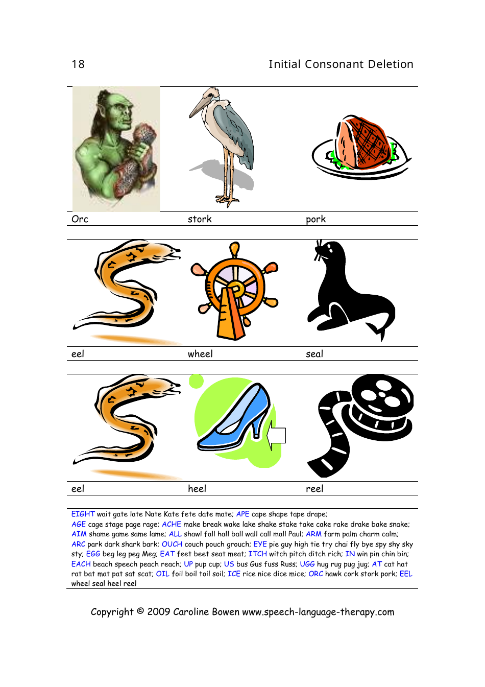 Speech  Language Flash Cards - Initial Consonant Deletion, Page 18
