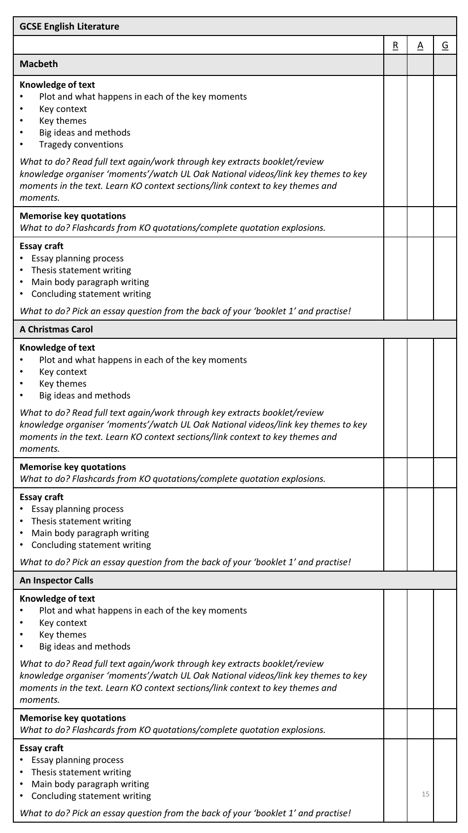 Year 11 Autumn Revision Schedule, Page 15