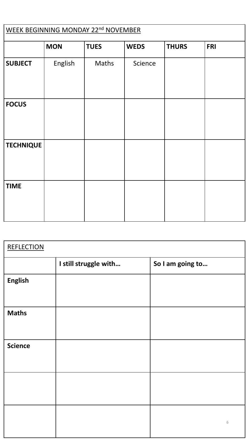 Year 11 Autumn Revision Schedule, Page 6