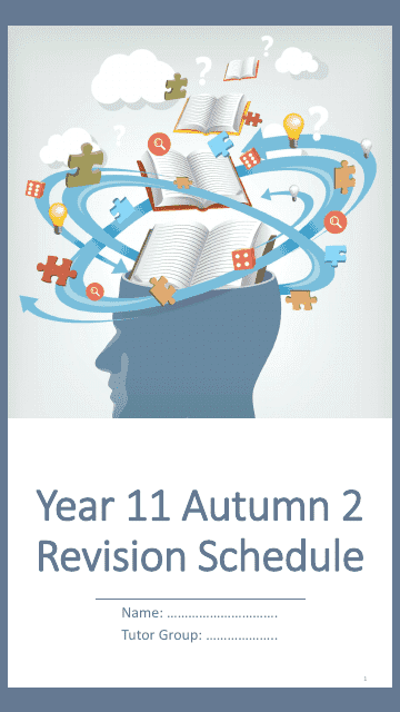 Year 11 Autumn Revision Schedule