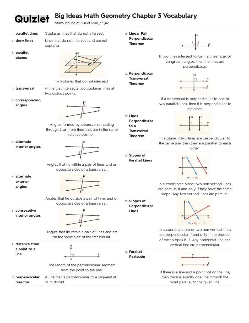 Math Geometry Vocabulary List - Lines Download Printable PDF ...