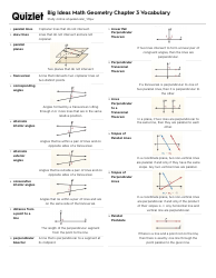Math Geometry Vocabulary List - Lines