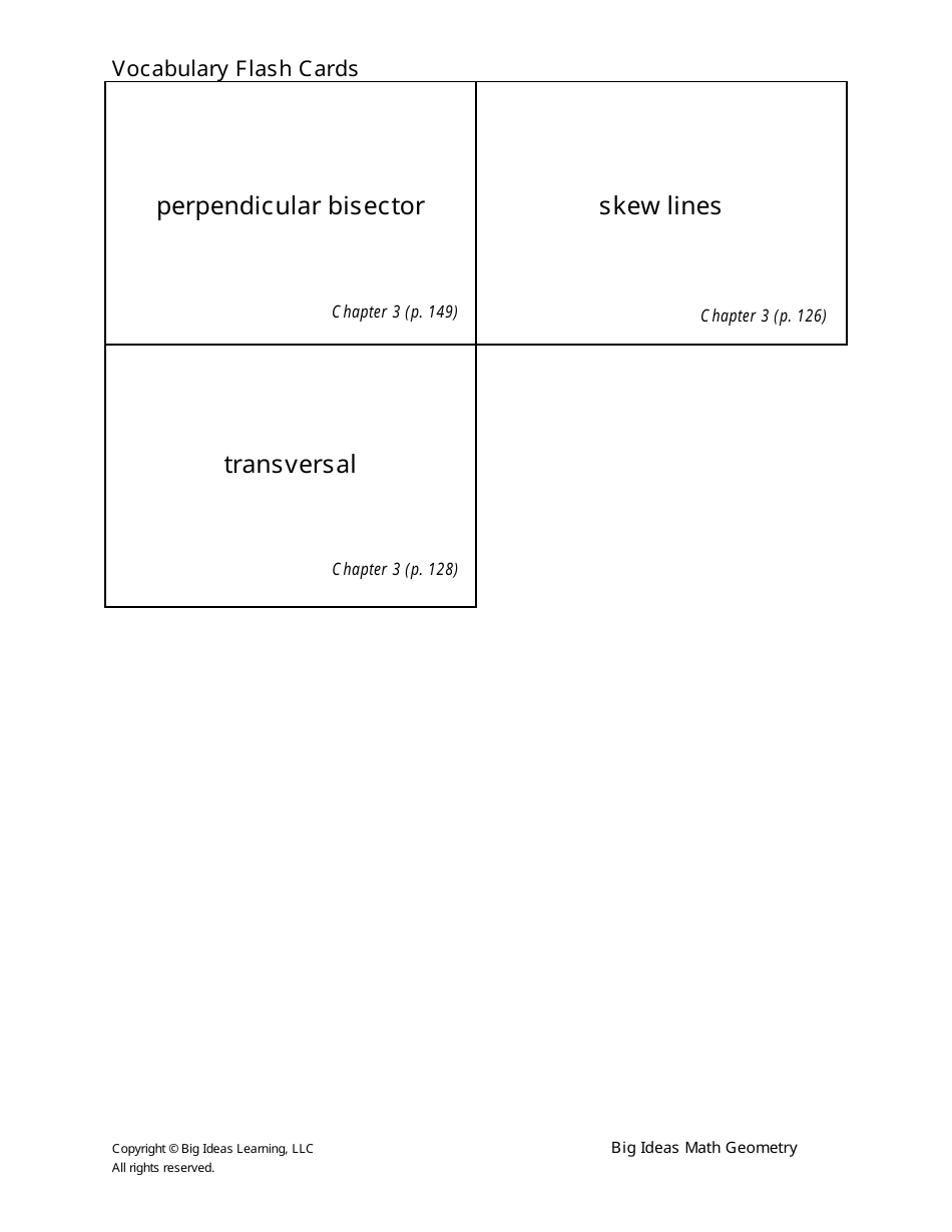 Geometry Vocabulary Flash Cards - Chapter 3, Page 3