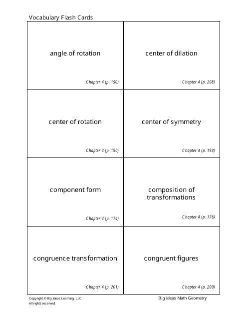 Geometry Vocabulary Flash Cards - Chapter 4 Download Pdf