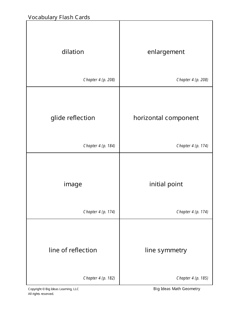 Geometry Vocabulary Flash Cards - Chapter 4, Page 3