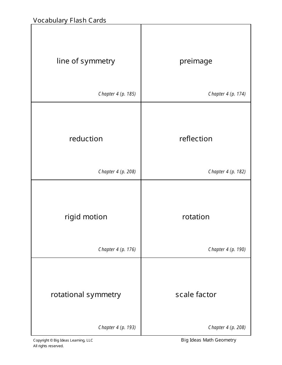 Geometry Vocabulary Flash Cards - Chapter 4, Page 5