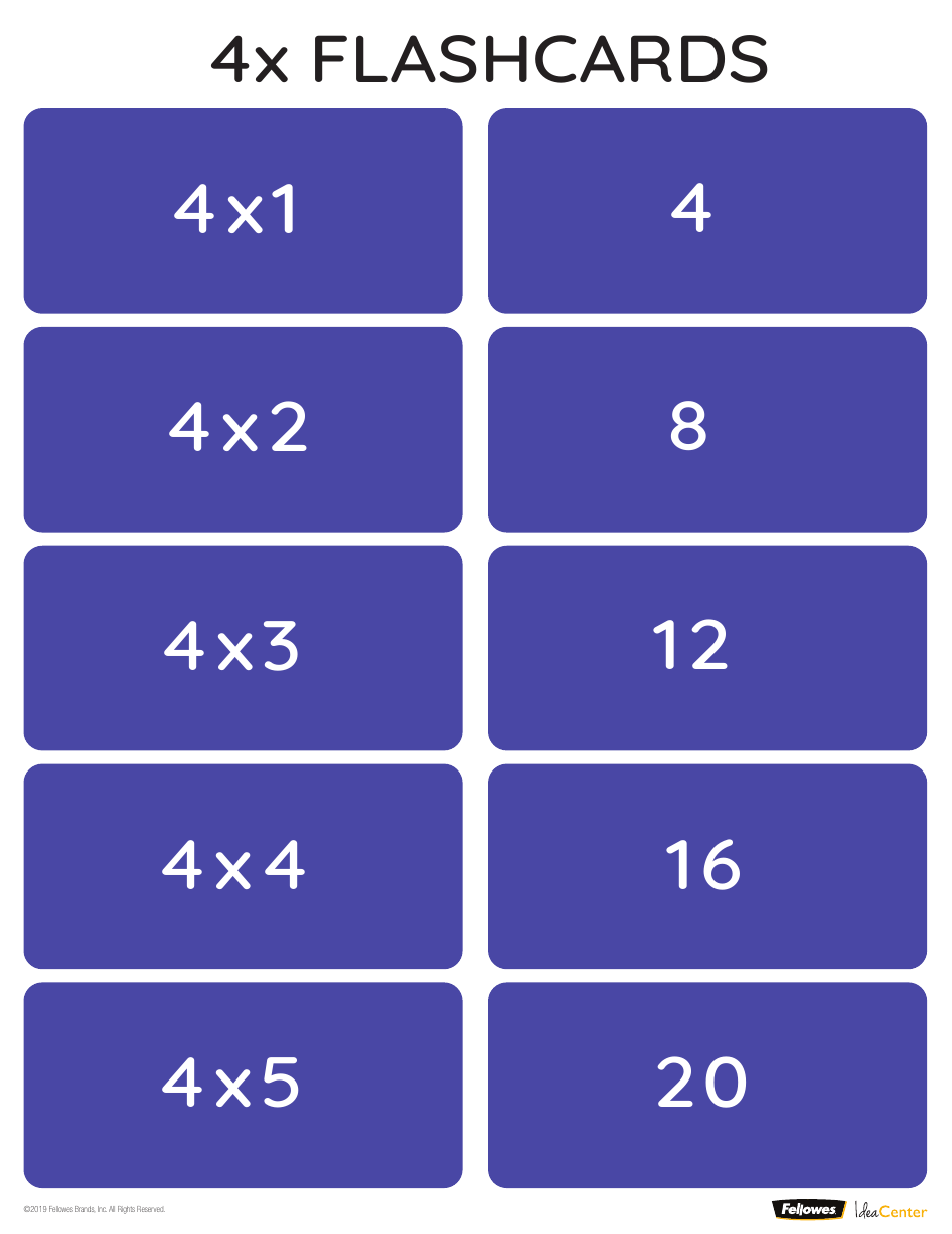 Math Multiplication Flashcards (1-10), Page 4