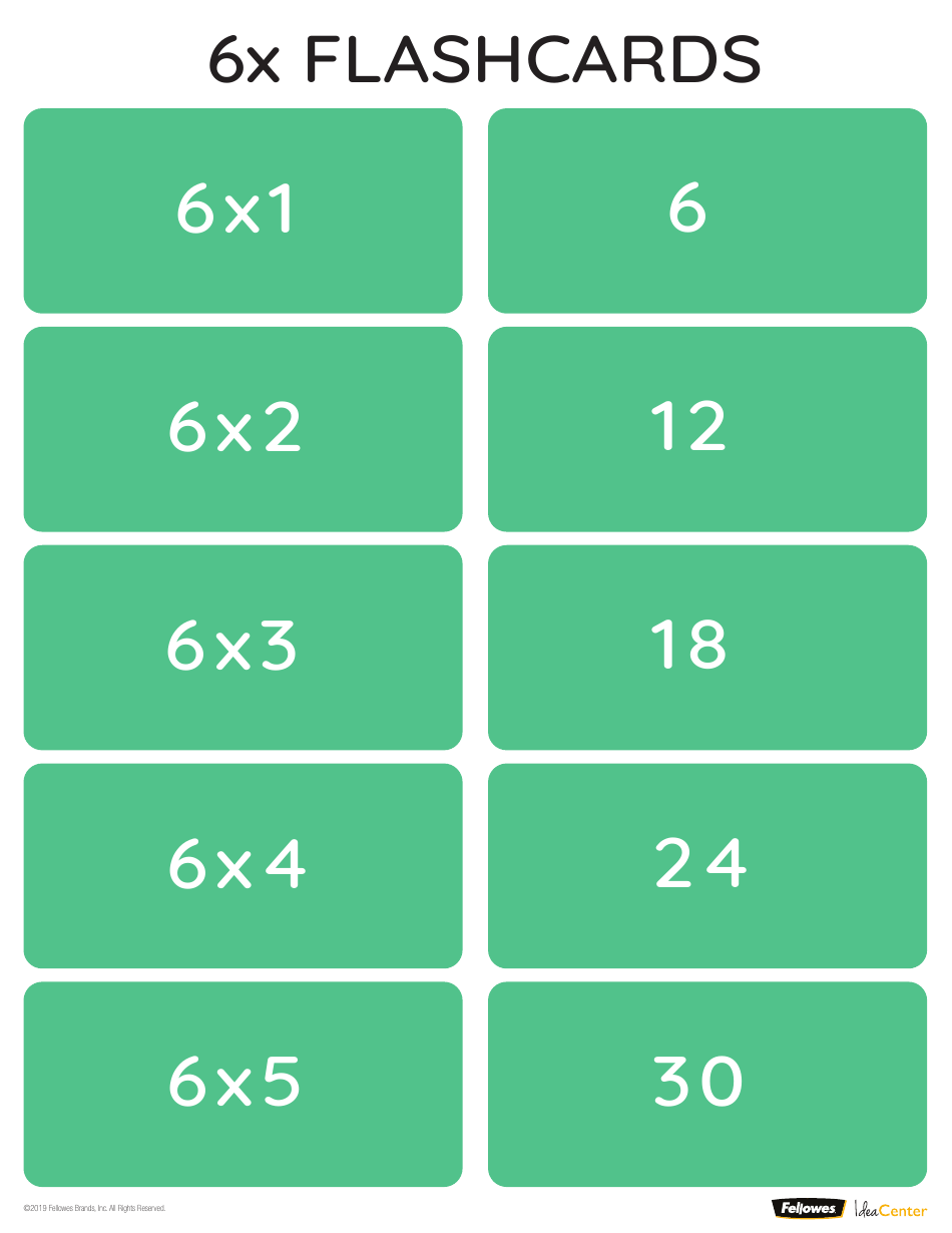 Math Multiplication Flashcards (1-10), Page 6