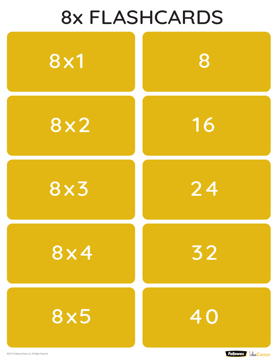 Math Multiplication Flashcards (1-10), Page 8