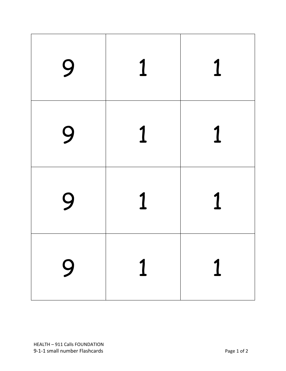911 Small Number Flashcards Download Printable PDF Templateroller