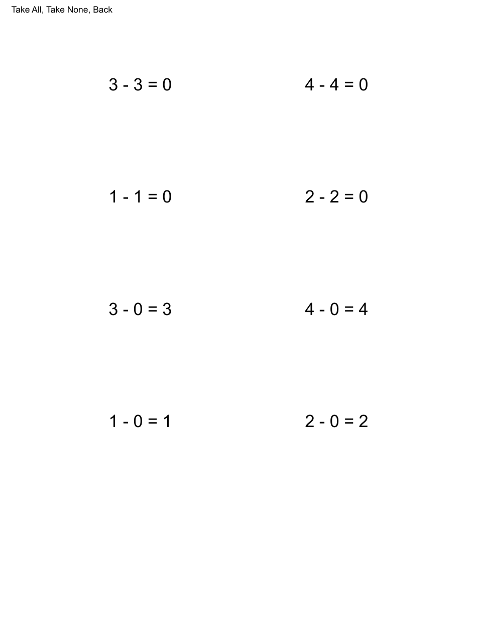 Math Flashcard Templates - Subtraction, Page 5