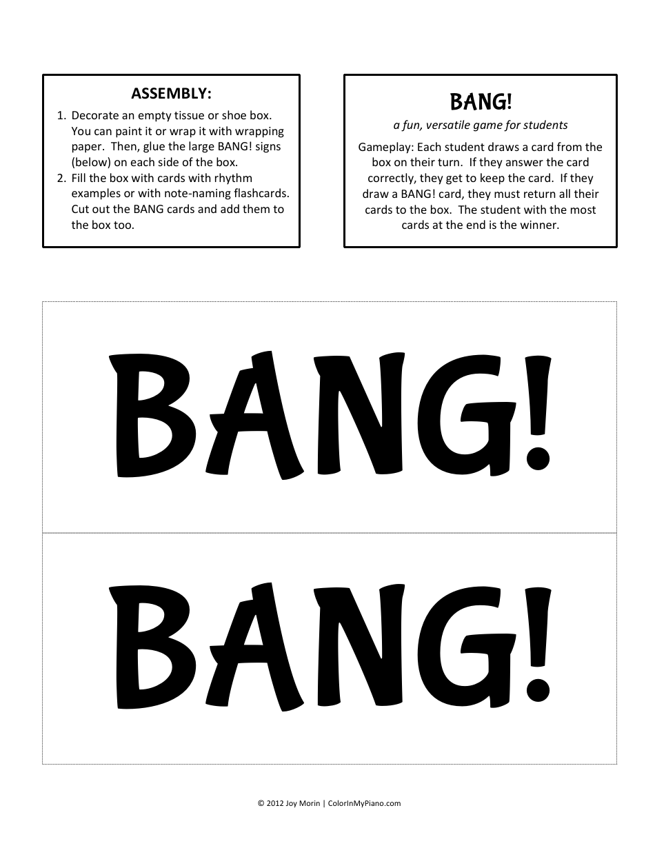 Bang Card Templates, Page 1