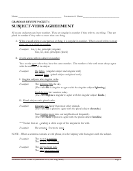 English Grammar Worksheet - Subject-Verb Agreement