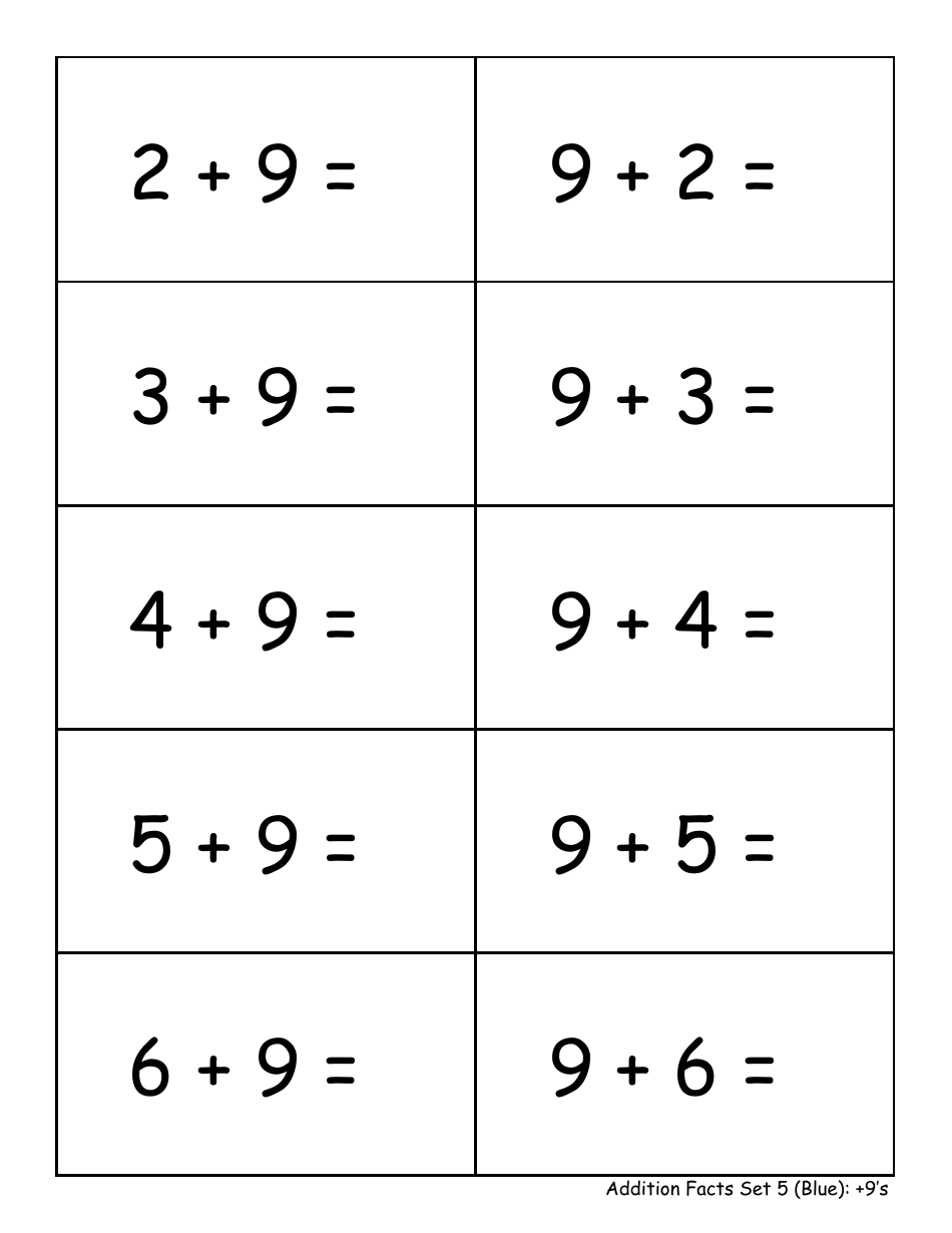 Addition Math Flashcards - Sets, Page 10