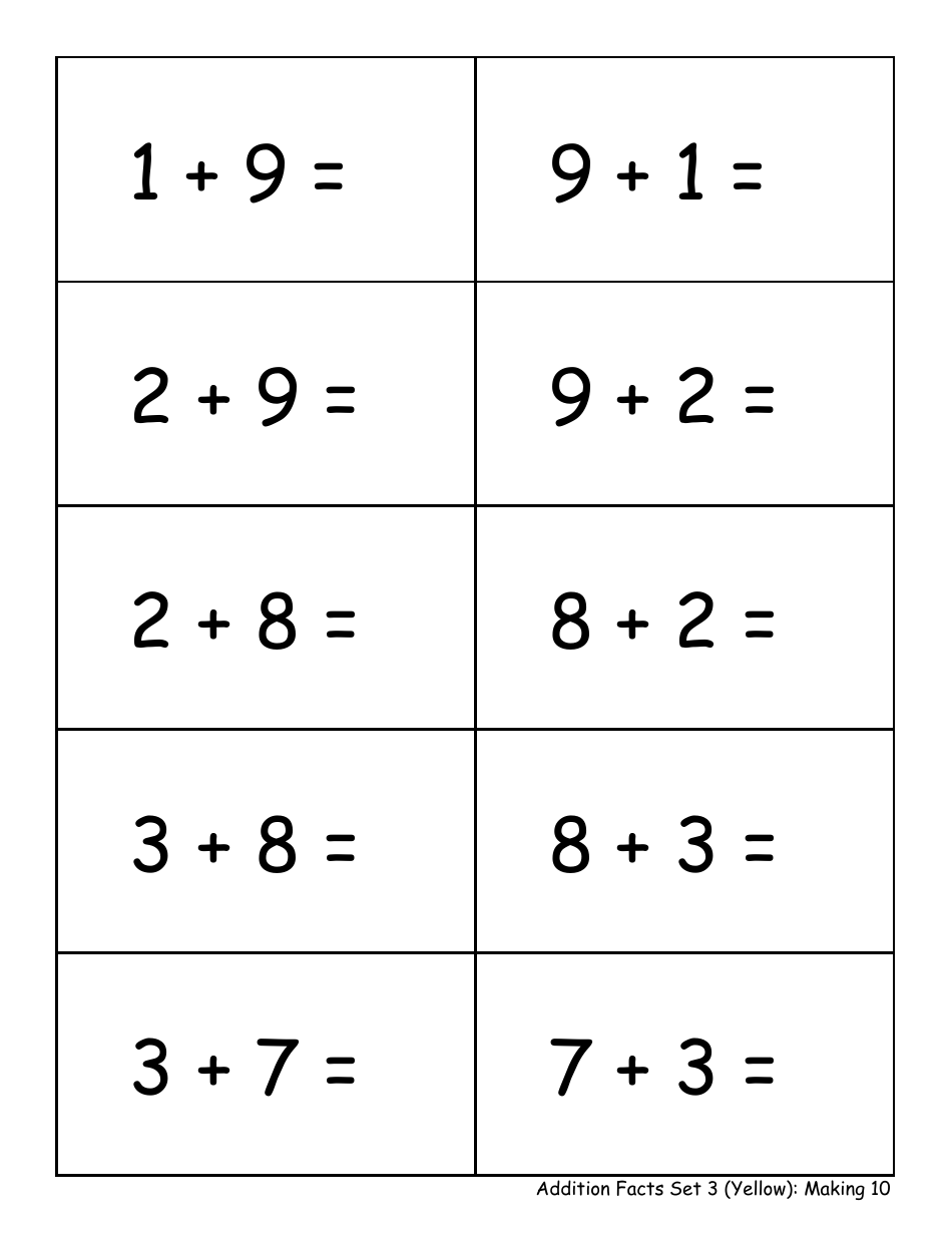 Addition Math Flashcards - Sets, Page 6