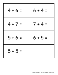 Addition Math Flashcards - Sets, Page 7