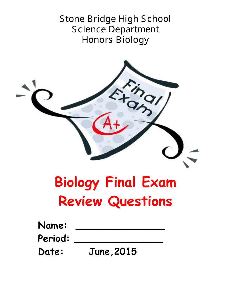 Biology Final Exam Review Questions, Page 1