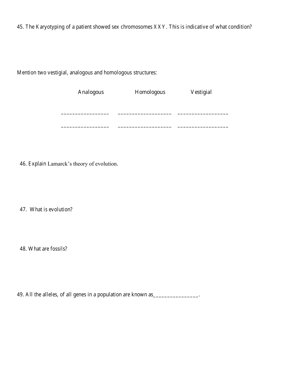 Biology Final Exam Review Questions, Page 9