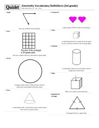 Document preview: 3rd Grade Geometry Vocabulary/Definitions Flashcards