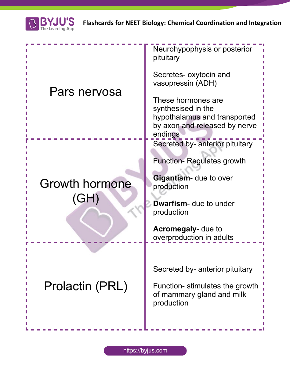 Neet Biology Flashcards - Chemical Coordination and Integration, Page 3
