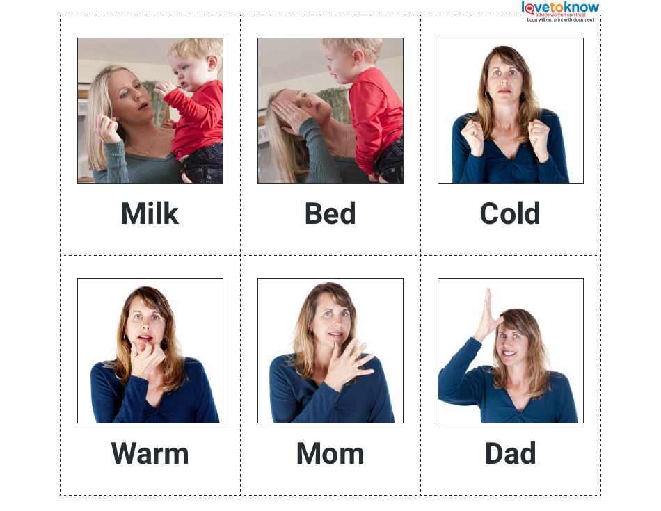 Baby Sign Language Flashcards, Page 1