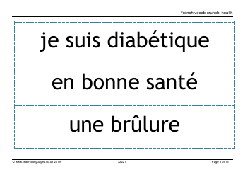 French Vocab Crunch Flashcards - Health (English/French), Page 3