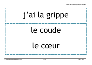 French Vocab Crunch Flashcards - Health (English/French), Page 6