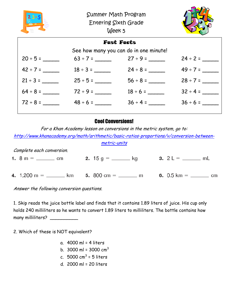 Sixth Grade Summer Math Program, Page 11