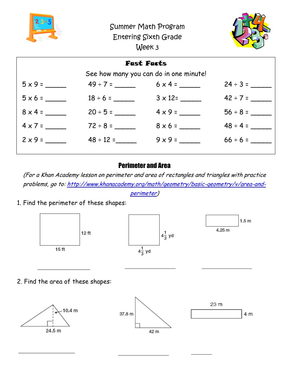 Sixth Grade Summer Math Program, Page 5