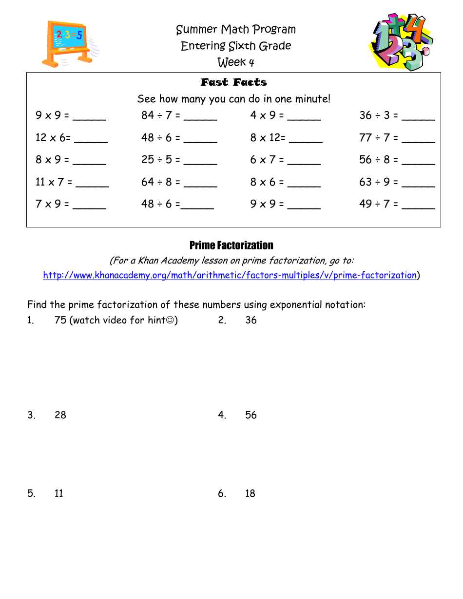 Sixth Grade Summer Math Program, Page 8