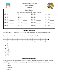Document preview: Sixth Grade Summer Math Program