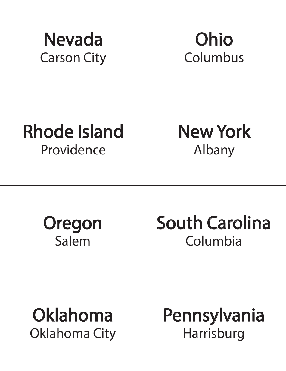 State Outline and Capitals Flashcards, Page 10