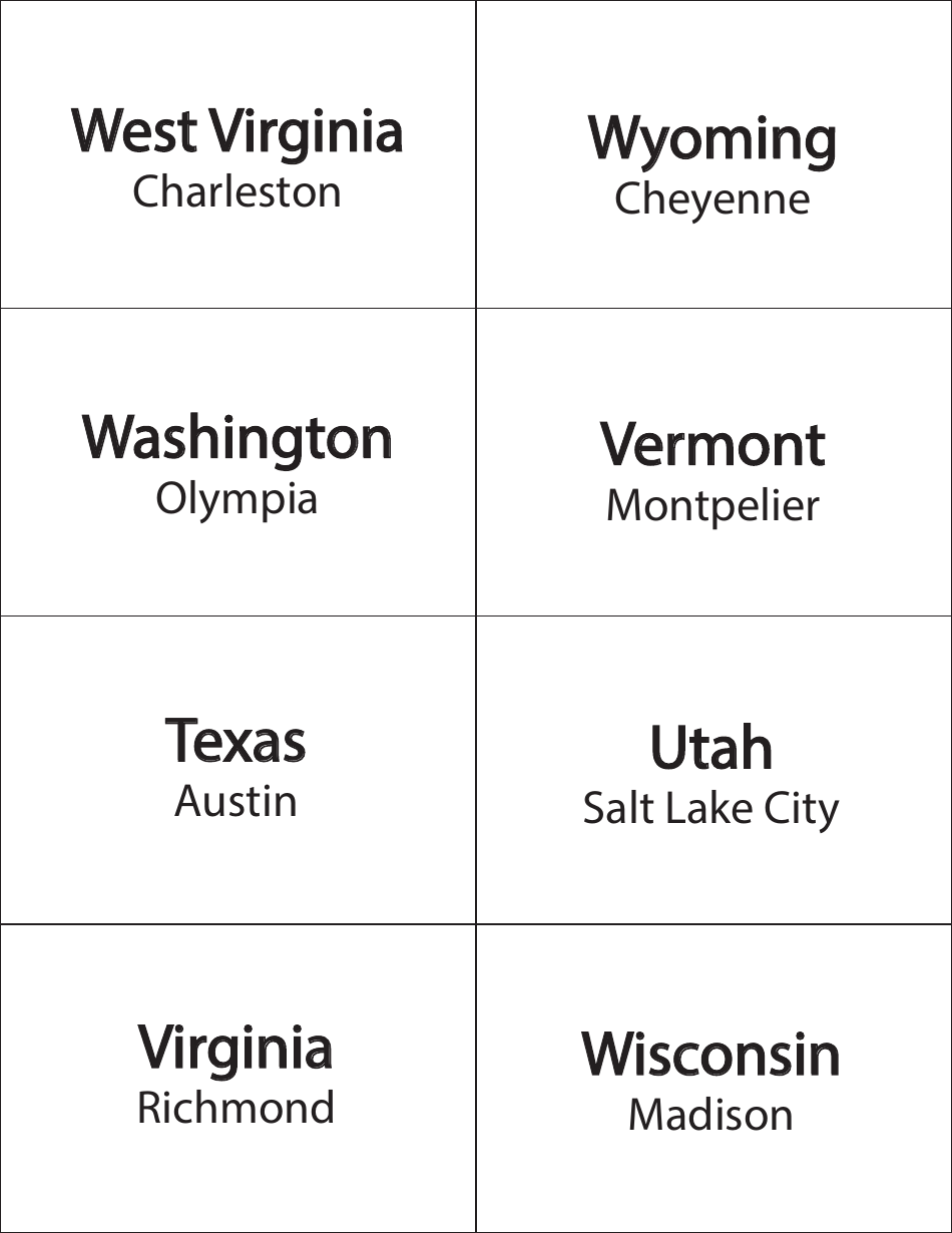 State Outline and Capitals Flashcards, Page 12