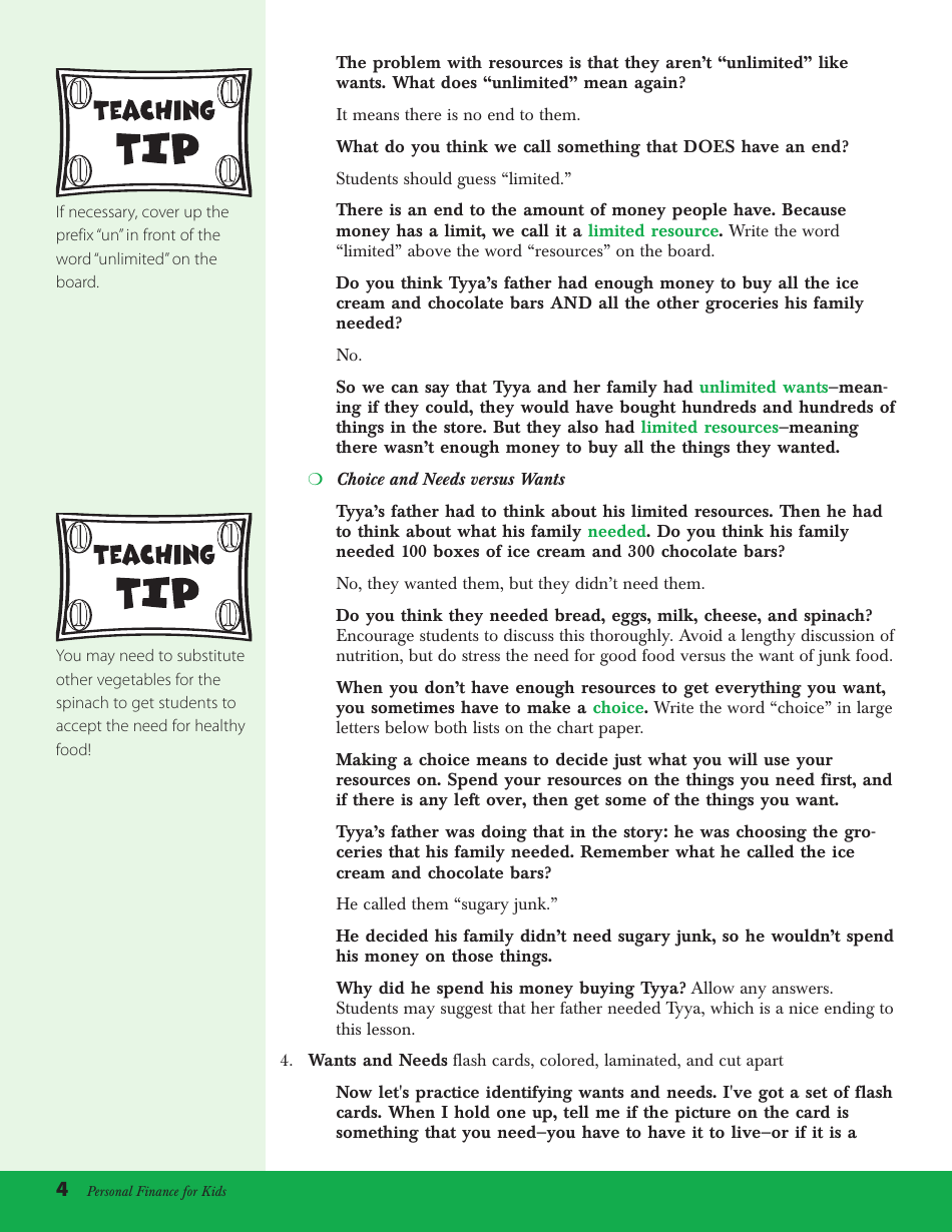 Money Counting Flashcards - Wants and Needs, Page 4