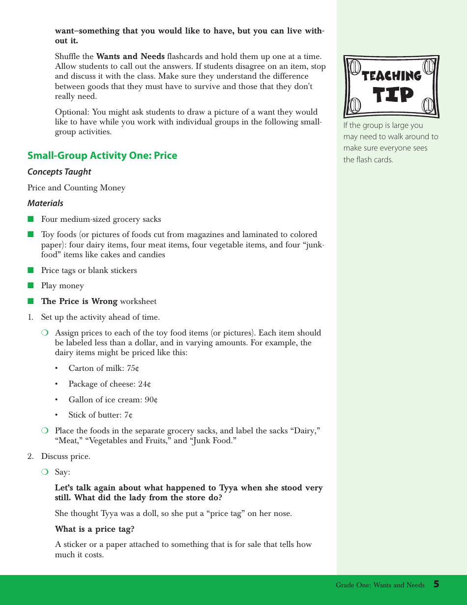 Money Counting Flashcards - Wants and Needs, Page 5