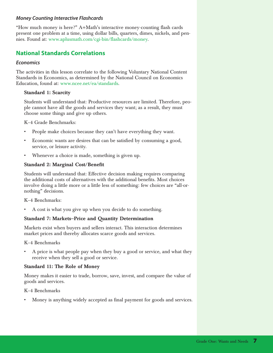 Money Counting Flashcards - Wants and Needs, Page 7