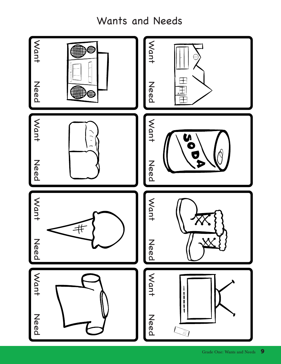 Money Counting Flashcards - Wants and Needs, Page 9