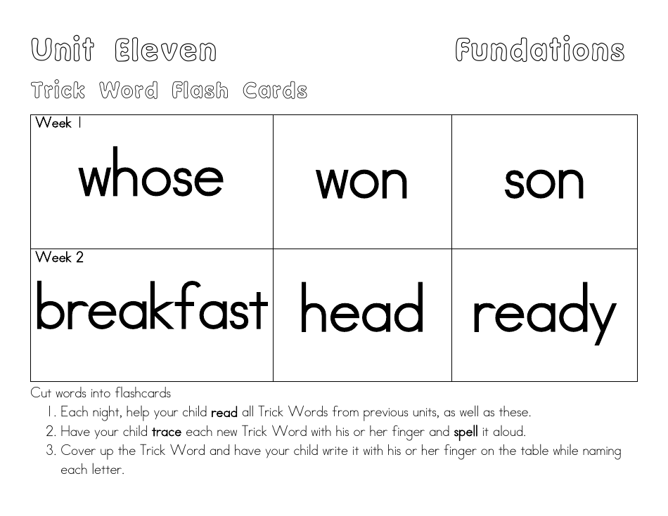 Trick Word Flash Cards, Page 10