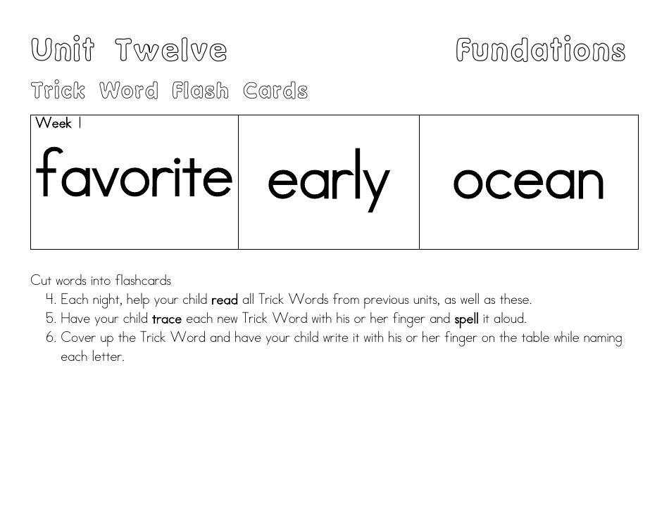 Trick Word Flash Cards, Page 11