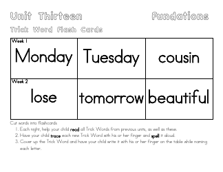 Trick Word Flash Cards, Page 12