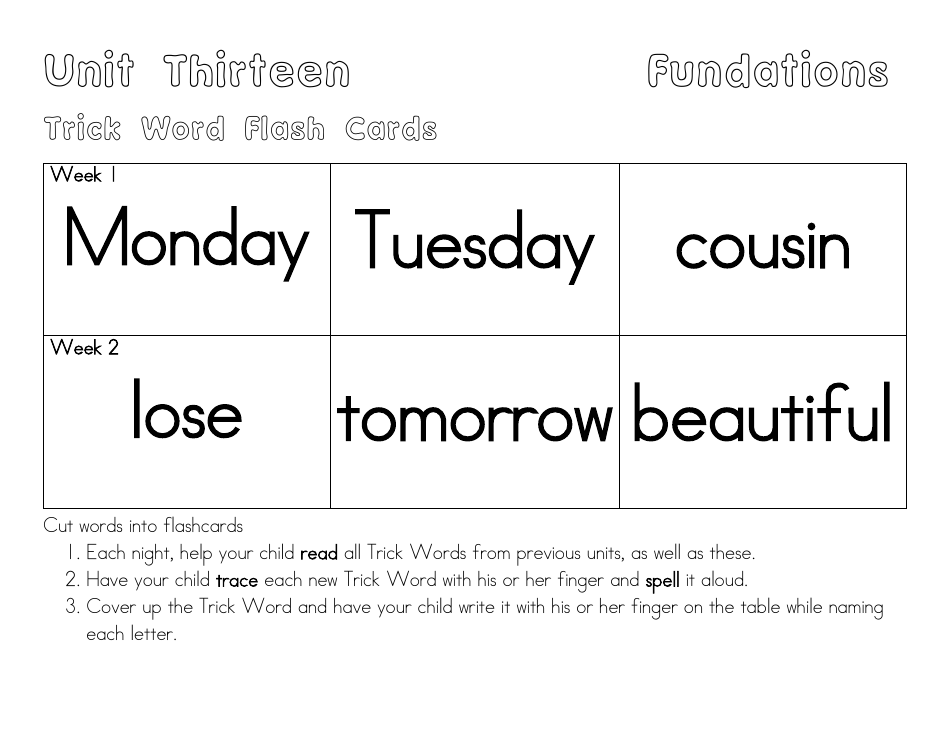 Trick Word Flash Cards, Page 12